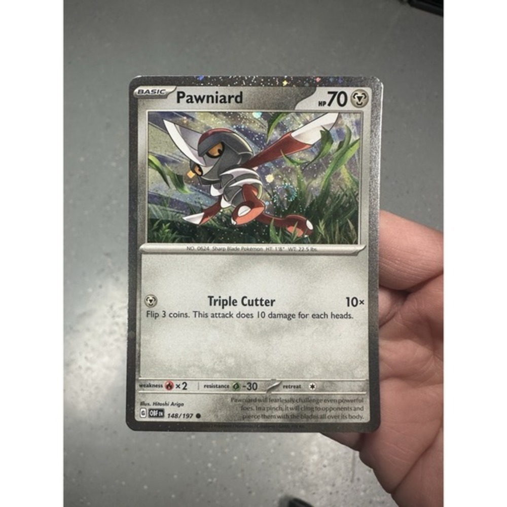 Pawniard 148/197 FART SWIRL🌀 Scarlet & Violet Obsidian Flames‎ Cosmos Holo NM